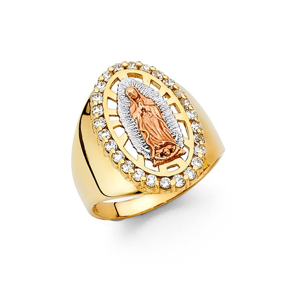 14K Two Tone Gold CZ Men's Ring
